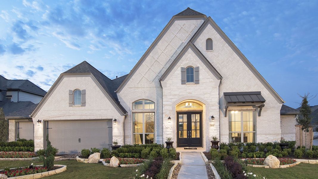 Representative exterior photo of a completed home built from the 3578W by Perry Homes in Lakes of Cane Island, Katy, TX (Image 22).