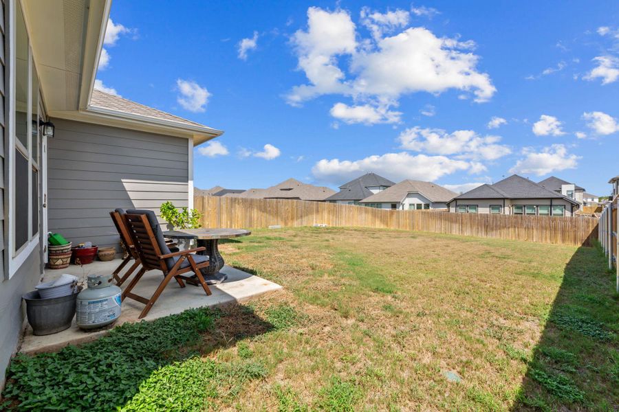 Exterior details and patio area of a home in The Ridge at Trinity Ranch, Elgin (Image 21). Exterior details and patio area of a home in The Ridge at Trinity Ranch, Elgin (Image 21).