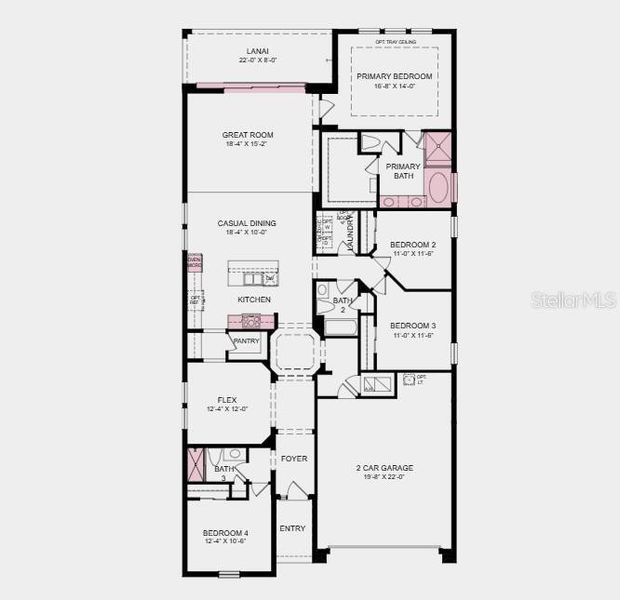 Additional highlights include: a primary bathroom with a soaking tub and separate shower, a shower in bathroom 3, gourmet kitchen, tray ceiling in the primary bedroom, a pocket sliding door out to the covered lanai, and an outdoor kitchen rough-in. Additional highlights include: a primary bathroom with a soaking tub and separate shower, a shower in bathroom 3, gourmet kitchen, tray ceiling in the primary bedroom, a pocket sliding door out to the covered lanai, and an outdoor kitchen rough-in.