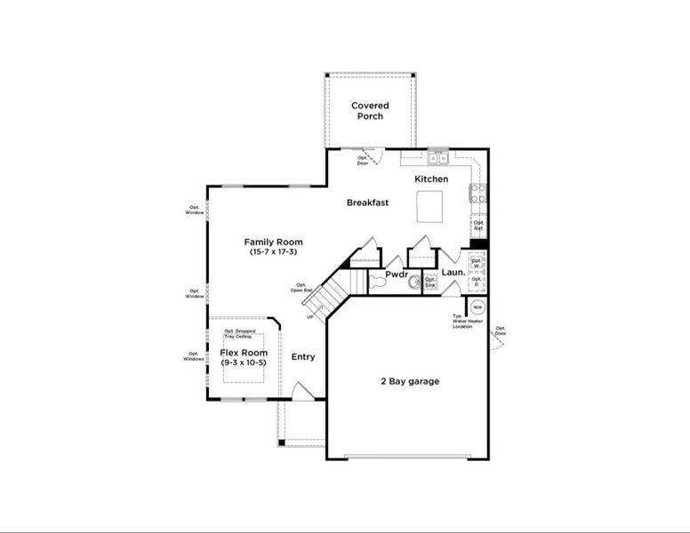 2D floor plan layout of this home in Creeks at Midway, Anderson, SC (Image 5).