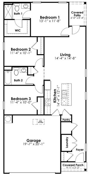2D floor plan layout for the Downing by D.R. Horton in Sease's Pond, Gilbert, SC (Image 3). 2D floor plan layout for the Downing by D.R. Horton in Sease's Pond, Gilbert, SC (Image 3).