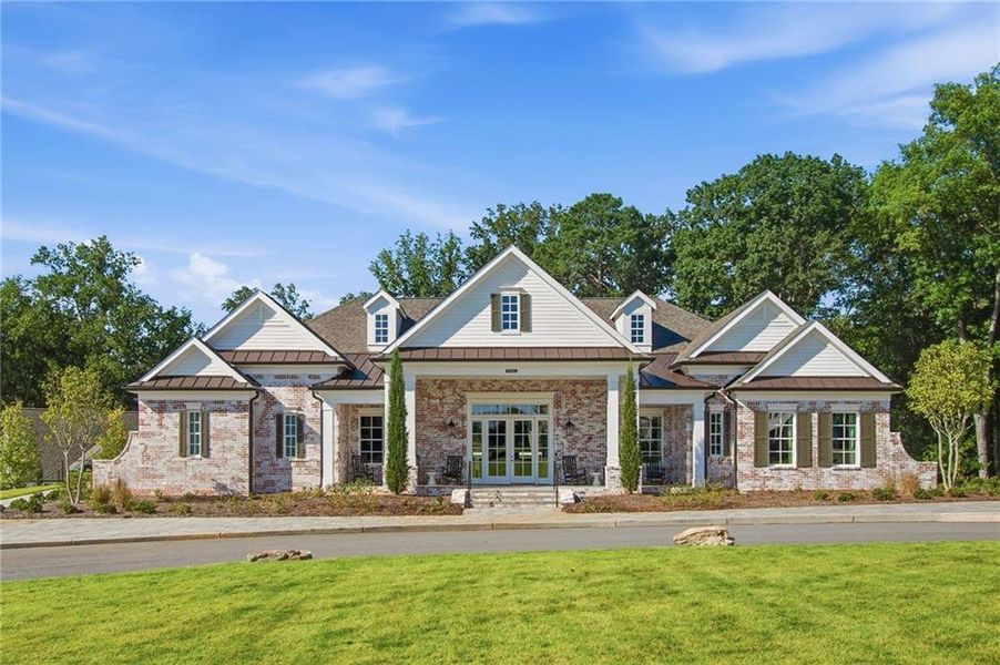 Front exterior of a new home in Waterside Single Family, Peachtree Corners, GA, highlighting curb appeal (Image 15).