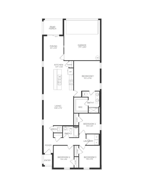 2D floor plan layout of this home in Kindred, Kissimmee, FL (Image 3).