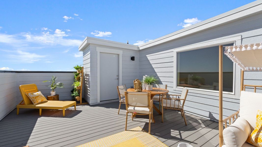 Exterior details and patio area of a home in Dillon Pointe - Skyview, Broomfield (Image 23). Exterior details and patio area of a home in Dillon Pointe - Skyview, Broomfield (Image 23).