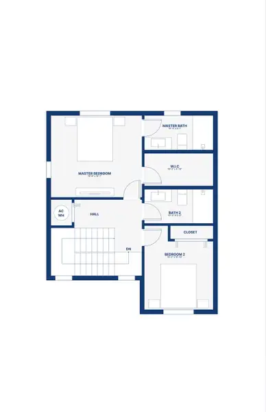2D floor plan layout for the Olivia B by Bluenest Development in Limonar Estates, Homestead, FL (Image 4).