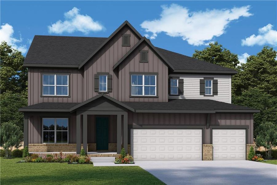 Front exterior of a new home in Ellis, Marietta, GA, highlighting curb appeal (Image 1). Front exterior of a new home in Ellis, Marietta, GA, highlighting curb appeal (Image 1).