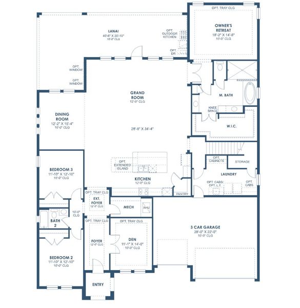 2D floor plan layout for the Key West II by Homes by WestBay in Star Farms at Lakewood Ranch, Lakewood Ranch, FL (Image 5).