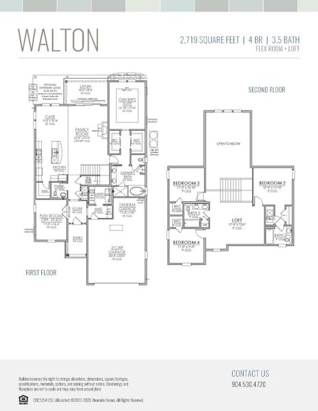2D floor plan layout for the Walton by Riverside Homes in Mariposa at EverRange 50' Series, Jacksonville, FL (Image 5).
