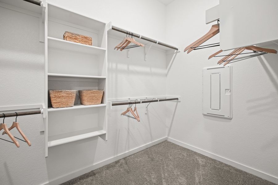Primary Closet in the Diamond home plan by Trophy Signature Homes – REPRESENTATIVE PHOTO