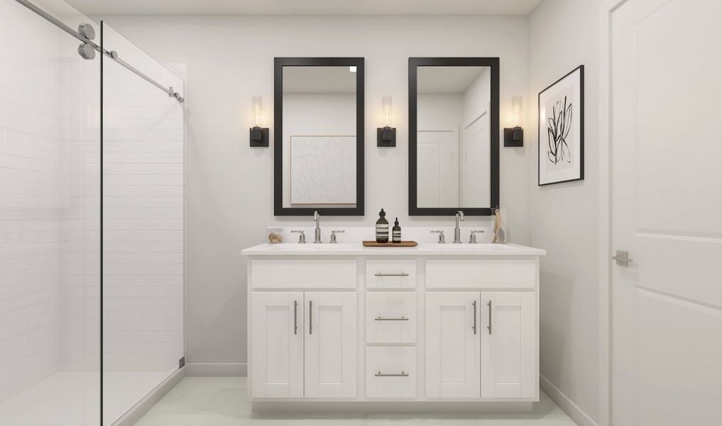 Primary bath with dual sinks