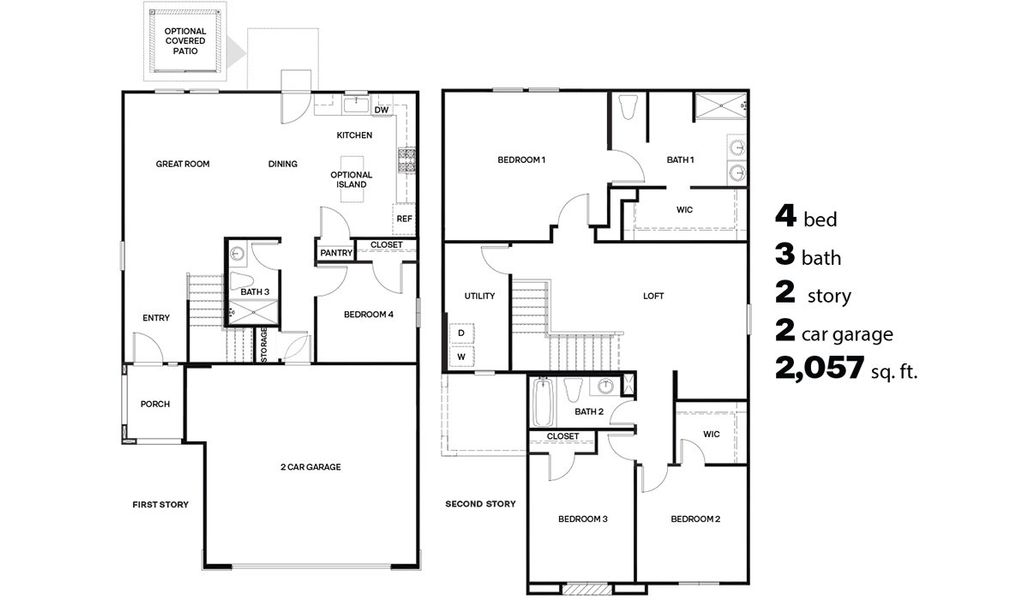 2D floor plan layout for the Gila - C30G by D.R. Horton in Hanson Ridge, Vail, AZ (Image 3).