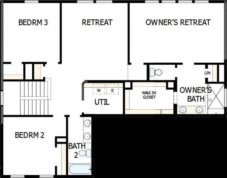 2D floor plan layout of this home in Serenity - The Park Collection, Fuquay Varina, NC (Image 3).