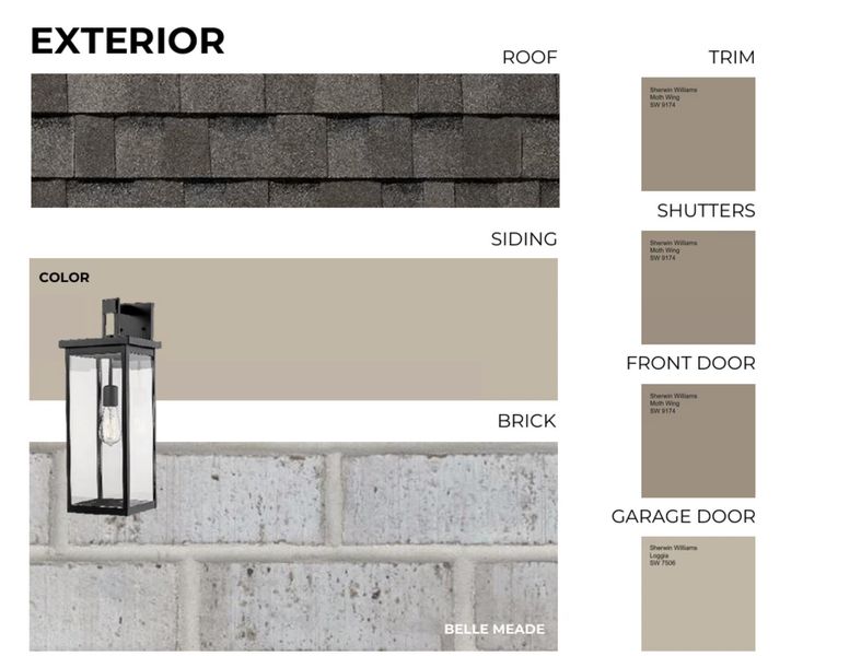 Architectural Specifications. Detailing exterior material and color selections for the property