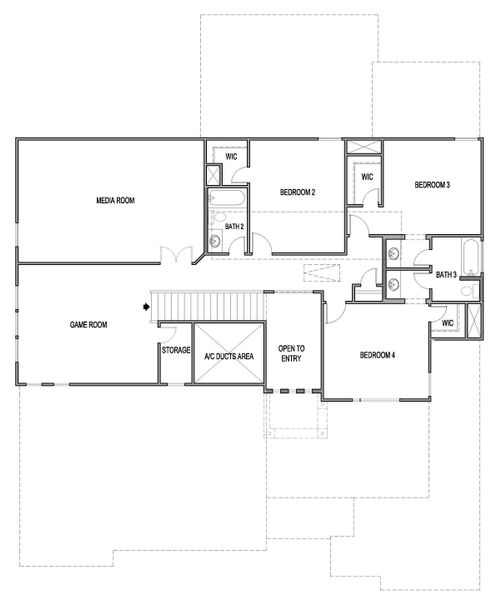 2D floor plan layout of this home in Santa Rita Ranch, Liberty Hill, TX (Image 3).