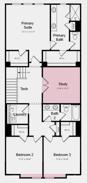 Upper Level Floor Plan - Additional Highlights Include: slide-in gas oven range and roll out trash cabinet in the kitchen Upper Level Floor Plan - Additional Highlights Include: slide-in gas oven range and roll out trash cabinet in the kitchen