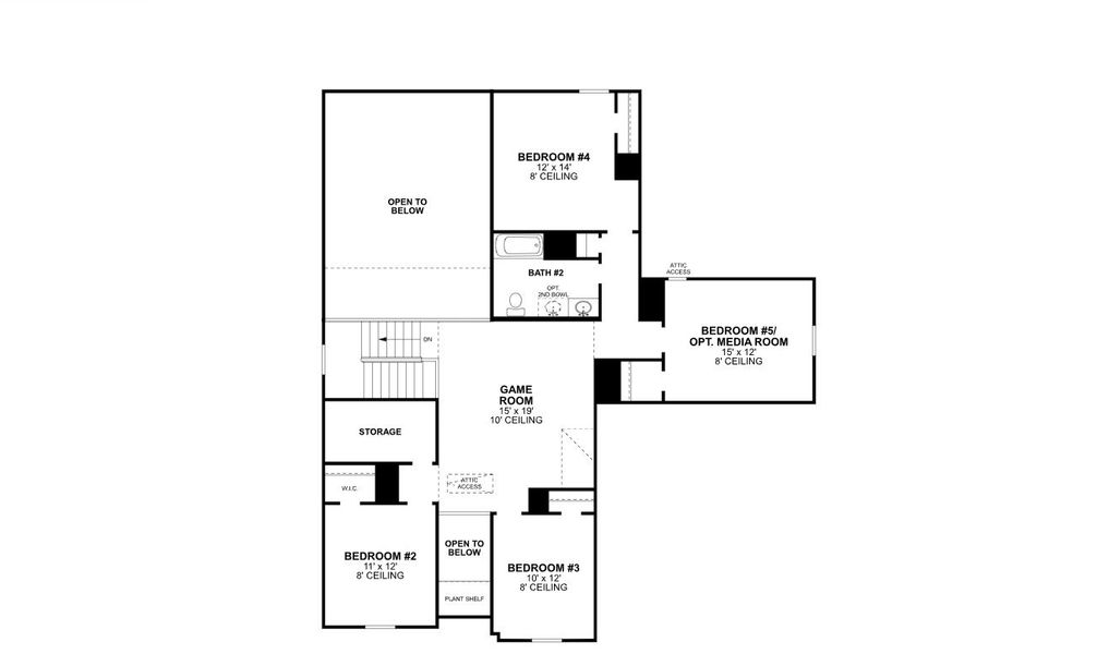 2D floor plan layout of this home in The Preserve, Justin, TX (Image 3).