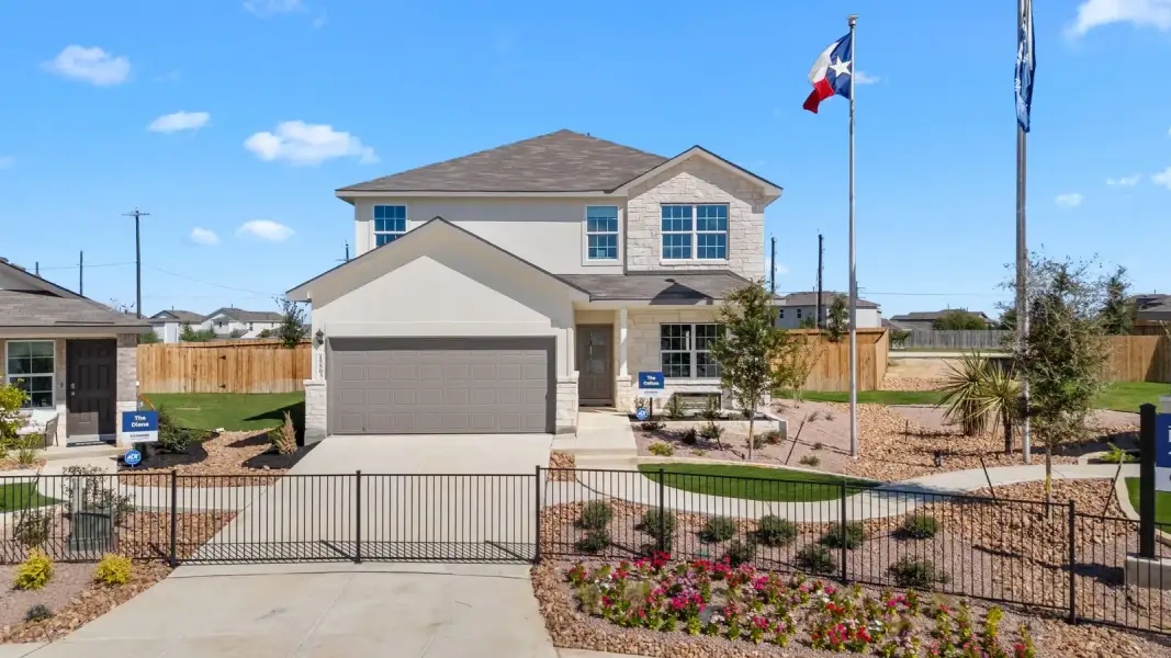 Representative exterior photo of a completed home built from the The Knight by D.R. Horton in High Garden, Comfort, TX (Image 1). Representative exterior photo of a completed home built from the The Knight by D.R. Horton in High Garden, Comfort, TX (Image 1).