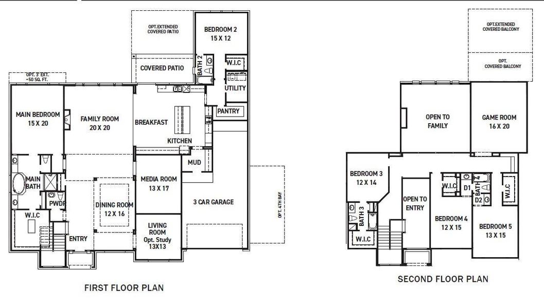 2D floor plan layout of this home in COLTON - Fedrick Harris, Montgomery, TX (Image 3).