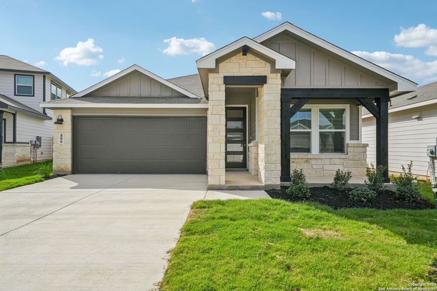 Exterior details and patio area of a home in Estancia Ranch - Premier Series, San Antonio (Image 3). Exterior details and patio area of a home in Estancia Ranch - Premier Series, San Antonio (Image 3).