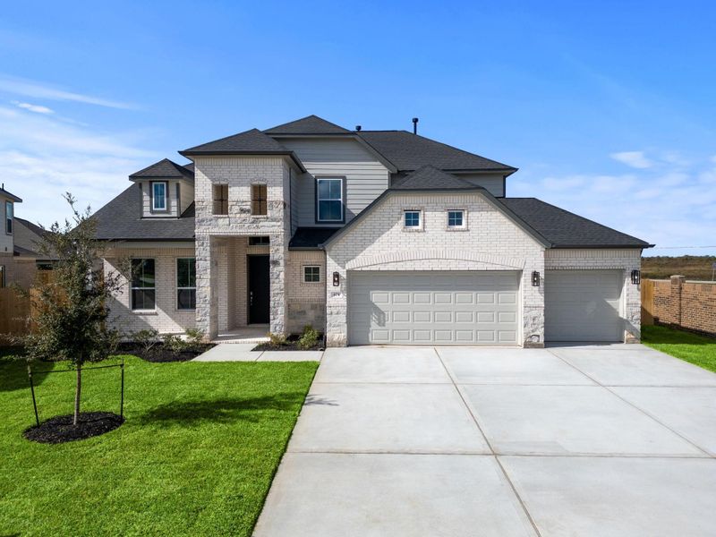 Front exterior of a new home in Beacon Hill, Waller, TX, highlighting curb appeal (Image 1).