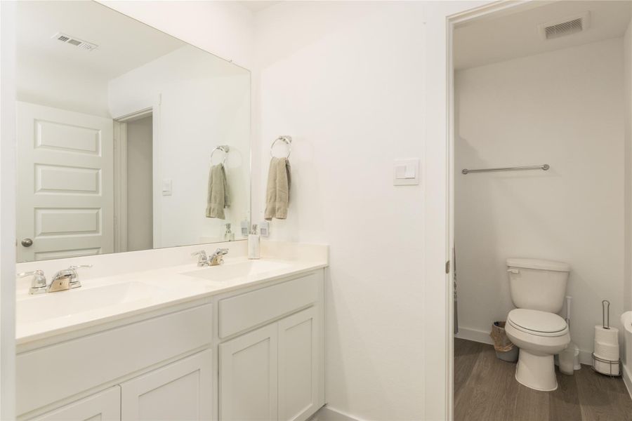 Hallway Bathroom Double Sinks