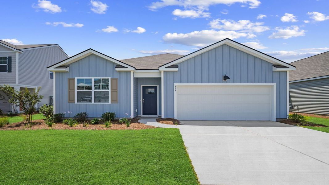 Representative exterior photo of a completed home built from the Cali by D.R. Horton in The Retreat at East Argent, Ridgeland, SC (Image 2).