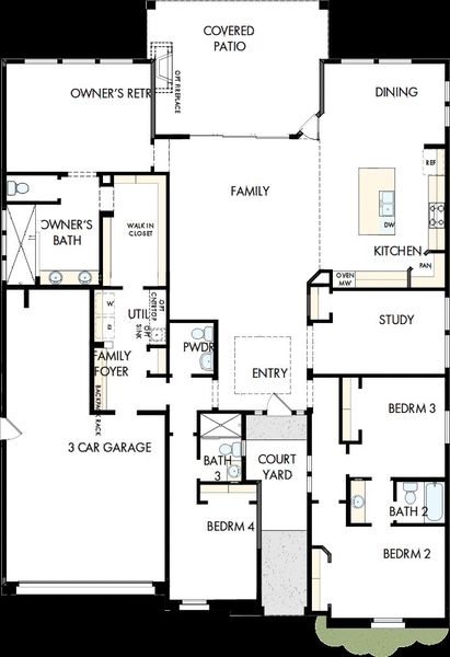 2D floor plan layout of this home in Canyon Views – 70’ Sunrise Series, Litchfield Park, AZ (Image 2). 2D floor plan layout of this home in Canyon Views – 70’ Sunrise Series, Litchfield Park, AZ (Image 2).