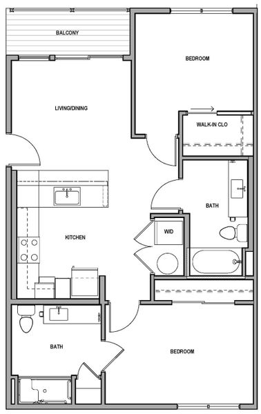 2D floor plan layout of this home in The Scene at Sloan's Lake, Denver, CO (Image 2).