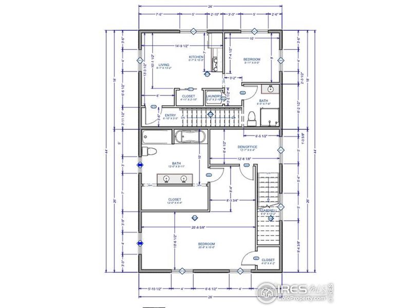 2nd Story Primary Bedroom plus ADU layout Floorplan