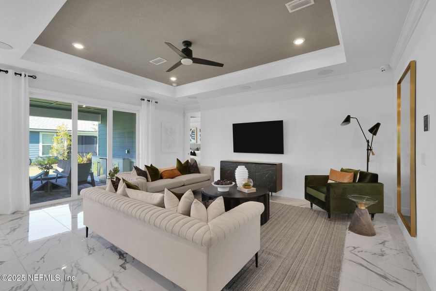 Furnished interior view inside a new home in Summer Bay at Grand Oaks, St. Augustine (Image 7). Furnished interior view inside a new home in Summer Bay at Grand Oaks, St. Augustine (Image 7).