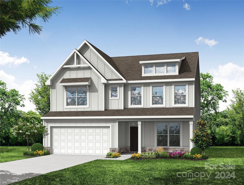 Homesite 38 features a Davidson V elevation with front load garage.