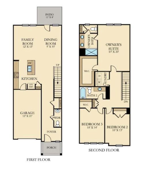 2D floor plan layout of this home in Limehouse Farms: Townhomes, Summerville, SC (Image 2). 2D floor plan layout of this home in Limehouse Farms: Townhomes, Summerville, SC (Image 2).
