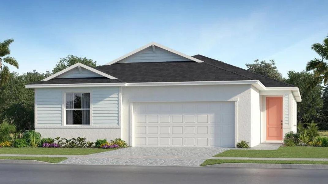 Front exterior of a new home in Seagrove: The Indies, Fort Pierce, FL, highlighting curb appeal (Image 2).