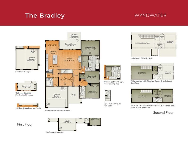 2D floor plan layout for the The Bradley by RobuckHomes in Windwater, Hampstead, NC (Image 5).