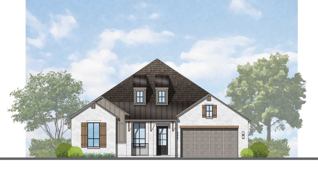 Representative rendering of the exterior for the Fleetwood Plan by Highland Homes (Image 4). Representative rendering of the exterior for the Fleetwood Plan by Highland Homes (Image 4).