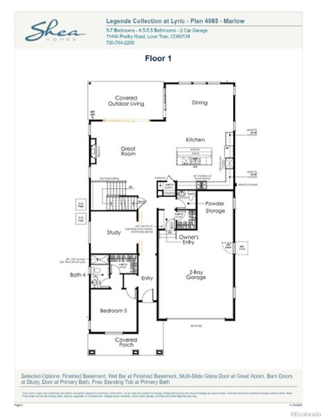 2D floor plan layout of this home in Legends at Lyric, Lone Tree, CO (Image 5). 2D floor plan layout of this home in Legends at Lyric, Lone Tree, CO (Image 5).