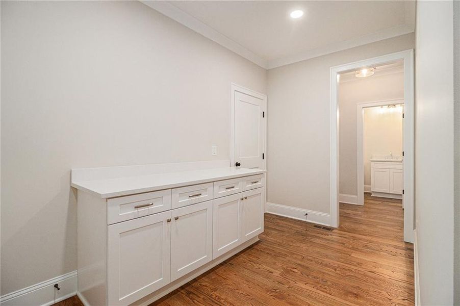 Furnished interior view inside a new home in , White (Image 40).