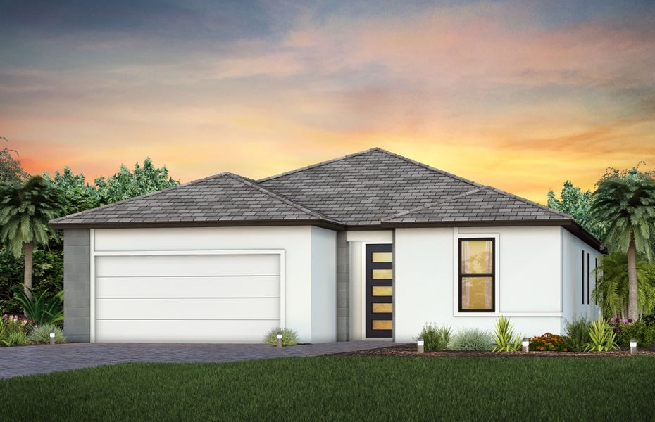 Representative exterior photo of a completed home built from the Mystique by DiVosta in Terreno, Naples, FL (Image 24). Representative exterior photo of a completed home built from the Mystique by DiVosta in Terreno, Naples, FL (Image 24).