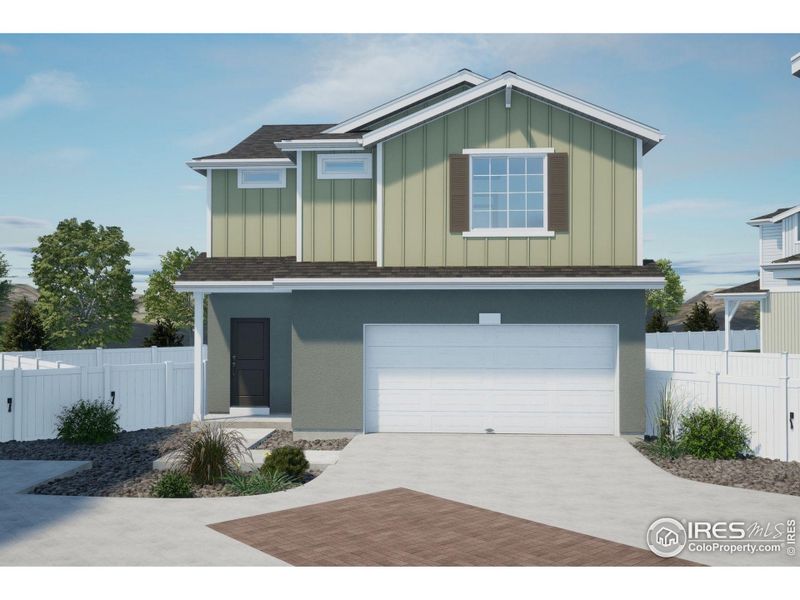 Front exterior of a new home in , Johnstown, CO, highlighting curb appeal (Image 1).