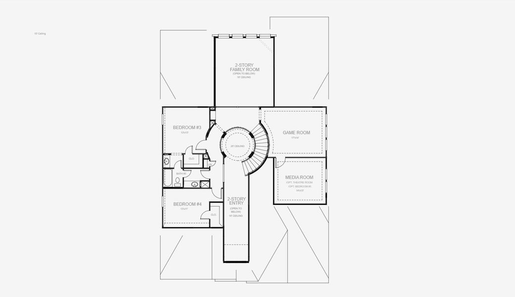 2D floor plan layout for the 3395W by Perry Homes in Devonshire 55', Forney, TX (Image 6). 2D floor plan layout for the 3395W by Perry Homes in Devonshire 55', Forney, TX (Image 6).