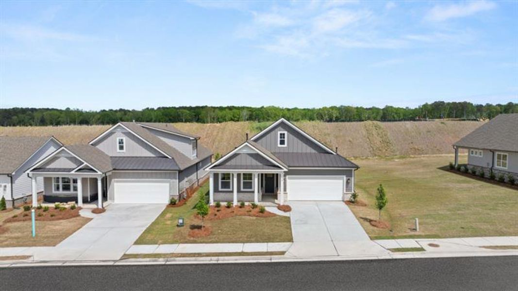 Front exterior of a new home in Hamptons at Riverwood North, Dallas, GA, highlighting curb appeal (Image 33).