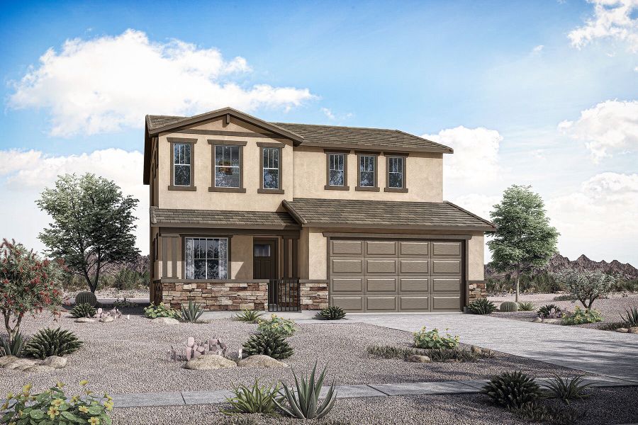 Representative exterior photo of a completed home built from the Sienna by Mattamy Homes in Empire Pointe, Queen Creek, AZ (Image 2).