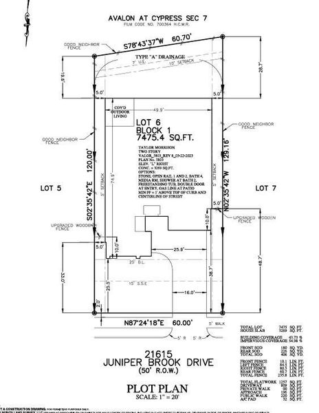 21615 Juniper Brook Drive Preliminary Plot Plan