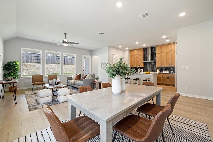 Furnished interior view inside a new home in Park Collection at Lariat, Liberty Hill (Image 3). Furnished interior view inside a new home in Park Collection at Lariat, Liberty Hill (Image 3).