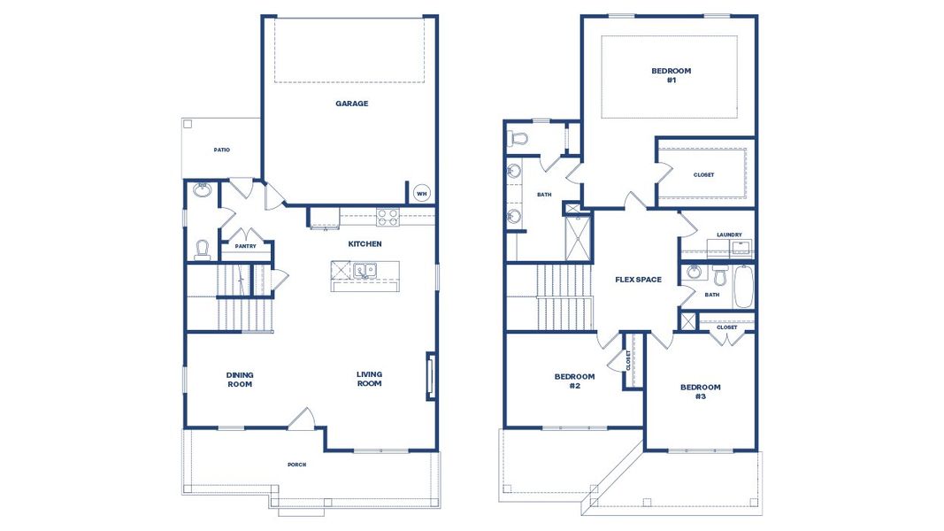 2D floor plan layout for the Iria Glen by D.R. Horton in Brookland Commons, Monroe, GA (Image 5).