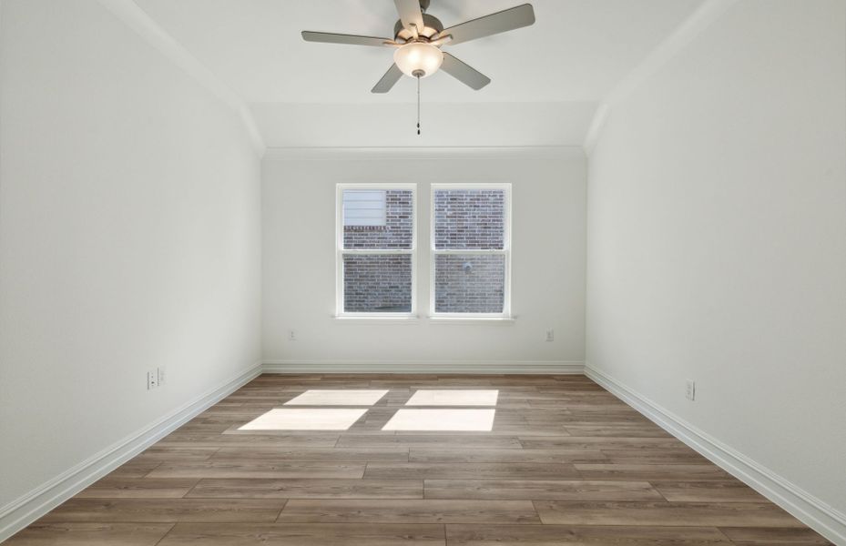 Spacious dining area with large windows