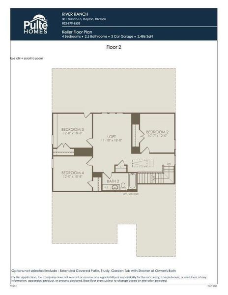 2D floor plan layout of this home in River Ranch, Dayton, TX (Image 3).