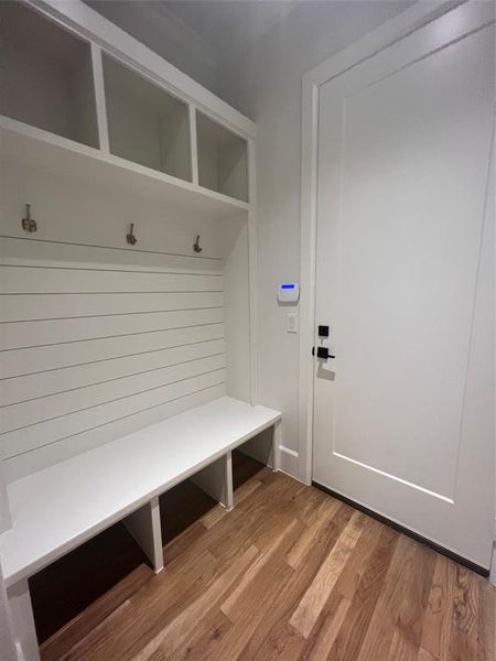 Mudroom featuring light hardwood / wood-style floors