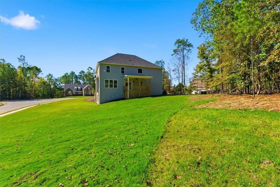 Exterior details and patio area of a home in The Estates at Hurricane Pointe, Douglasville (Image 28).