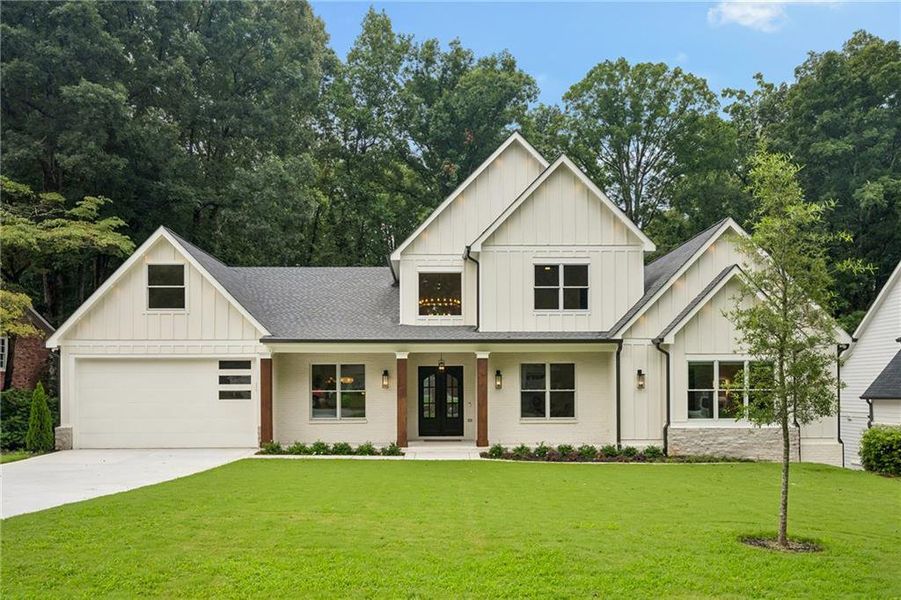 Front exterior of a new home in , Atlanta, GA, highlighting curb appeal (Image 34).